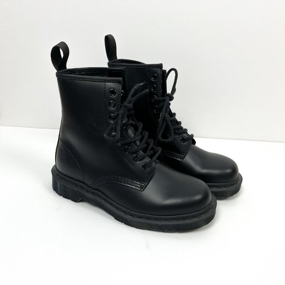 Dr. Martens Shoes - Dr. Martens 1460 Mono Boot Smooth Black Leather Combat